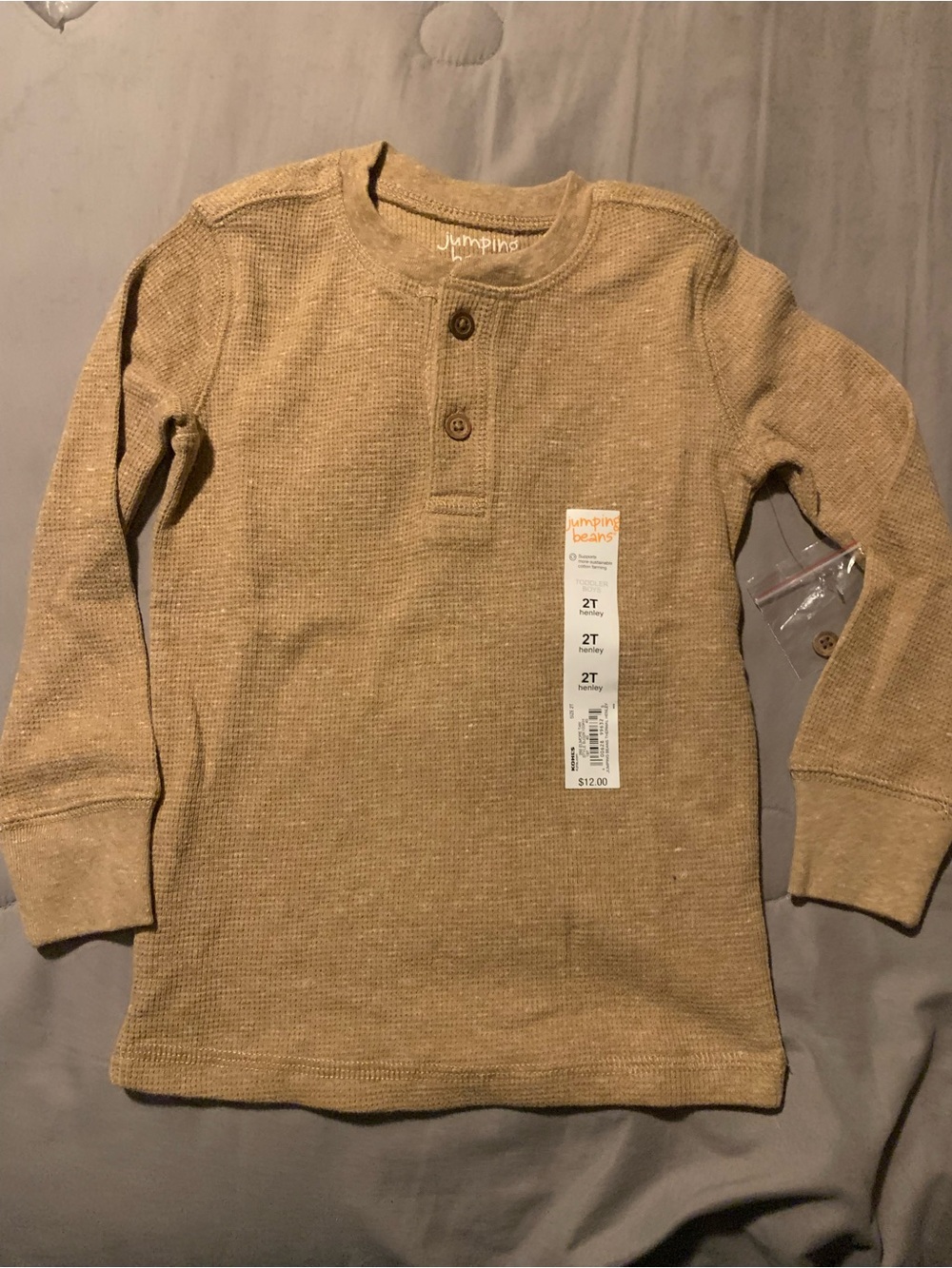 jumping beans Tan Waffle Henley Long-Sleeve Top